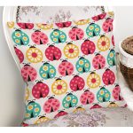 - Rh-K1332-1 - Realhomes Rengarenk Uğur Böcekleri Desenli Dijital Baskılı Özel Tasarım Modern Yastık Kırlent Kılıfı Realhomes