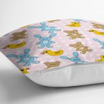 Ayıcık Tavşan Ve Ördek Desenli Dijital Baskılı Özel Tasarım Modern Yastık Kırlent Kılıfı Realhomes