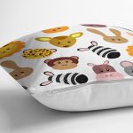 Çocuk Odası Sevimli Hayvanlar Desenli Dijital Baskılı Özel Tasarım Modern Yastık Kırlent Kılıfı Realhomes