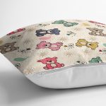 - Rh-K1338-2 - Realhomes Sevimli Rengarenk Ayıcık Motifli Dijital Baskılı Özel Tasarım Modern Yastık Kırlent Kılıfı Realhomes