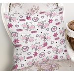 - Print - Realhomes Pembe Kelebek Motifli Dijital Baskılı Özel Tasarım Modern Yastık Kırlent Kılıfı Realhomes
