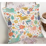 - Rh-K1341-1 - Realhomes Rengarenk Orman Hayvanları Desenli Dijital Baskılı Özel Tasarım Modern Yastık Kırlent Kılıfı Realhomes