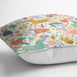 - Rh-K1341-2 - Realhomes Rengarenk Orman Hayvanları Desenli Dijital Baskılı Özel Tasarım Modern Yastık Kırlent Kılıfı Realhomes