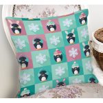 - Rh-K1342-1 - Realhomes  Penguen Temalı Çocuk Odası Dijital Baskılı Özel Tasarım Modern Yastık Kırlent Kılıfı Realhomes