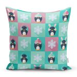 - Rh-K1342 - Realhomes  Penguen Temalı Çocuk Odası Dijital Baskılı Özel Tasarım Modern Yastık Kırlent Kılıfı Realhomes