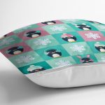 - Rh-K1342-2 - Realhomes  Penguen Temalı Çocuk Odası Dijital Baskılı Özel Tasarım Modern Yastık Kırlent Kılıfı Realhomes