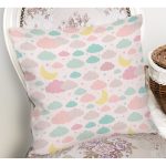 - Rh-K1343-1 - Realhomes Rengarenk Bulut Motifli Dijital Baskılı Özel Tasarım Modern Yastık Kırlent Kılıfı Realhomes