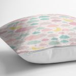 - Rh-K1343-2 - Realhomes Rengarenk Bulut Motifli Dijital Baskılı Özel Tasarım Modern Yastık Kırlent Kılıfı Realhomes