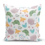 Sevimli Kaplumbağa Kirpi Motifli Dijital Baskılı Özel Tasarım Modern Yastık Kırlent Kılıfı Realhomes