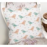 - Rh-K1345-1 - Realhomes Kuş Ve Kalp Motifli Dijital Baskılı Özel Tasarım Modern Yastık Kırlent Kılıfı Realhomes