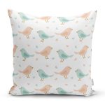 - Rh-K1345 - Realhomes Kuş Ve Kalp Motifli Dijital Baskılı Özel Tasarım Modern Yastık Kırlent Kılıfı Realhomes