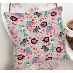 - Basic CMYK - Realhomes Rengarenk Orman Hayvanları Motifli Dijital Baskılı Özel Tasarım Modern Yastık Kırlent Kılıfı Realhomes