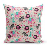 - Basic CMYK - Realhomes Rengarenk Orman Hayvanları Motifli Dijital Baskılı Özel Tasarım Modern Yastık Kırlent Kılıfı Realhomes