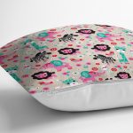 - Basic CMYK - Realhomes Rengarenk Orman Hayvanları Motifli Dijital Baskılı Özel Tasarım Modern Yastık Kırlent Kılıfı Realhomes