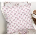 - Rh-K1347-1 - Realhomes Pembe Baykuş Motifli Dijital Baskılı Özel Tasarım Modern Yastık Kırlent Kılıfı Realhomes