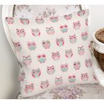 - Rh-K1348-1 - Realhomes Sevimli Pembe Baykuşlar Temalı Dijital Baskılı Özel Tasarım Modern Yastık Kırlent Kılıfı Realhomes