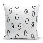 Çocuk Odası Sevimli Penguen Temalı Dijital Baskılı Özel Tasarım Modern Yastık Kırlent Kılıfı Realhomes