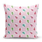 - Baskı - Realhomes Rengarenk Uğur Böcekleri Desenli Dijital Baskılı Özel Tasarım Modern Yastık Kırlent Kılıfı Realhomes