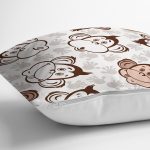 Sevimli Maymunlar Desenli Dijital Baskılı Özel Tasarım Modern Yastık Kırlent Kılıfı Realhomes