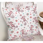 - Print - Realhomes Neşeli Maymunlar Temalı Dijital Baskılı Özel Tasarım Modern Yastık Kırlent Kılıfı Realhomes