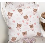 - Rh-K1360-1 - Realhomes Sevimli Ayıcık Motifli Dijital Baskılı Özel Tasarım Modern Yastık Kırlent Kılıfı Realhomes