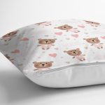 - Rh-K1360-2 - Realhomes Sevimli Ayıcık Motifli Dijital Baskılı Özel Tasarım Modern Yastık Kırlent Kılıfı Realhomes