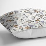 - Rh-K1365-2 - Realhomes Sevimli Orman Hayvanları Desenli Dijital Baskılı Özel Tasarım Modern Yastık Kırlent Kılıfı Realhomes