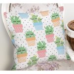 Bebek Desenli Kaktüs Motifli Dijital Baskılı Özel Tasarım Modern Yastık Kırlent Kılıfı Realhomes