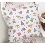 Bebek Oyuncakları Motifli Dijital Baskılı Özel Tasarım Modern Yastık Kırlent Kılıfı Realhomes