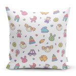 Bebek Oyuncakları Motifli Dijital Baskılı Özel Tasarım Modern Yastık Kırlent Kılıfı Realhomes