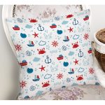 Denizci Temalı Çocuk Odası Dijital Baskılı Özel Tasarım Modern Yastık Kırlent Kılıfı Realhomes