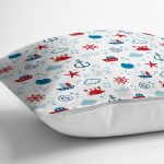 Denizci Temalı Çocuk Odası Dijital Baskılı Özel Tasarım Modern Yastık Kırlent Kılıfı Realhomes