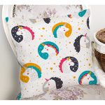 - Rh-K1371-1 - Realhomes  Unicorn Motifli Dijital Baskılı Özel Tasarım Modern Yastık Kırlent Kılıfı Realhomes