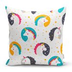 - Rh-K1371 - Realhomes  Unicorn Motifli Dijital Baskılı Özel Tasarım Modern Yastık Kırlent Kılıfı Realhomes