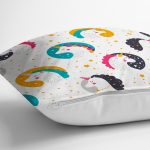 - Rh-K1371-2 - Realhomes  Unicorn Motifli Dijital Baskılı Özel Tasarım Modern Yastık Kırlent Kılıfı Realhomes