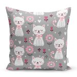 Uyuyan Kedi Desenli Dijital Baskılı Özel Tasarım Modern Yastık Kırlent Kılıfı Realhomes