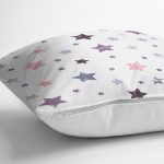 - Печать - Realhomes Beyaz Zeminde Renkli Yıldız Temalı Dijital Baskılı Özel Tasarım Modern Yastık Kırlent Kılıfı Realhomes