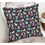 Unicorn Ve Donut Desenli Dijital Baskılı Özel Tasarım Modern Yastık Kırlent Kılıfı Realhomes