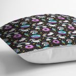 Unicorn Ve Donut Desenli Dijital Baskılı Özel Tasarım Modern Yastık Kırlent Kılıfı Realhomes