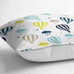 - Rh-K1376-2 - Realhomes Uçan Balon Temalı Dijital Baskılı Özel Tasarım Modern Yastık Kırlent Kılıfı Realhomes