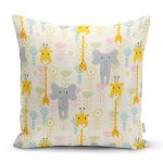 Sevimli Orman Hayvanları Desenli Dijital Baskılı Özel Tasarım Modern Yastık Kırlent Kılıfı Realhomes