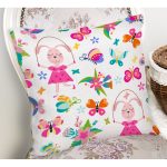 İp Atlayan Tavşan Ve Kelebek Desenli Dijital Baskılı Özel Tasarım Modern Yastık Kırlent Kılıfı Realhomes