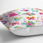 İp Atlayan Tavşan Ve Kelebek Desenli Dijital Baskılı Özel Tasarım Modern Yastık Kırlent Kılıfı Realhomes