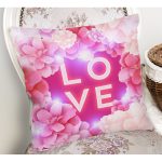 Love Yazılı Gül Desenli Dijital Baskılı Dekoratif Modern Yastık Kırlent Kılıfı Realhomes