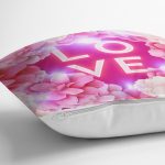 Love Yazılı Gül Desenli Dijital Baskılı Dekoratif Modern Yastık Kırlent Kılıfı Realhomes