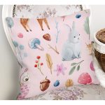 Tavşan Ve Orman Temalı Dijital Baskılı Özel Tasarım Modern Yastık Kırlent Kılıfı Realhomes