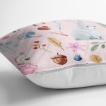 Tavşan Ve Orman Temalı Dijital Baskılı Özel Tasarım Modern Yastık Kırlent Kılıfı Realhomes