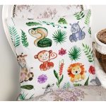 Sevimli Orman Hayvanları Motifli Dijital Baskılı Özel Tasarım Modern Yastık Kırlent Kılıfı Realhomes