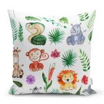 Sevimli Orman Hayvanları Motifli Dijital Baskılı Özel Tasarım Modern Yastık Kırlent Kılıfı Realhomes