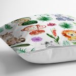 Sevimli Orman Hayvanları Motifli Dijital Baskılı Özel Tasarım Modern Yastık Kırlent Kılıfı Realhomes